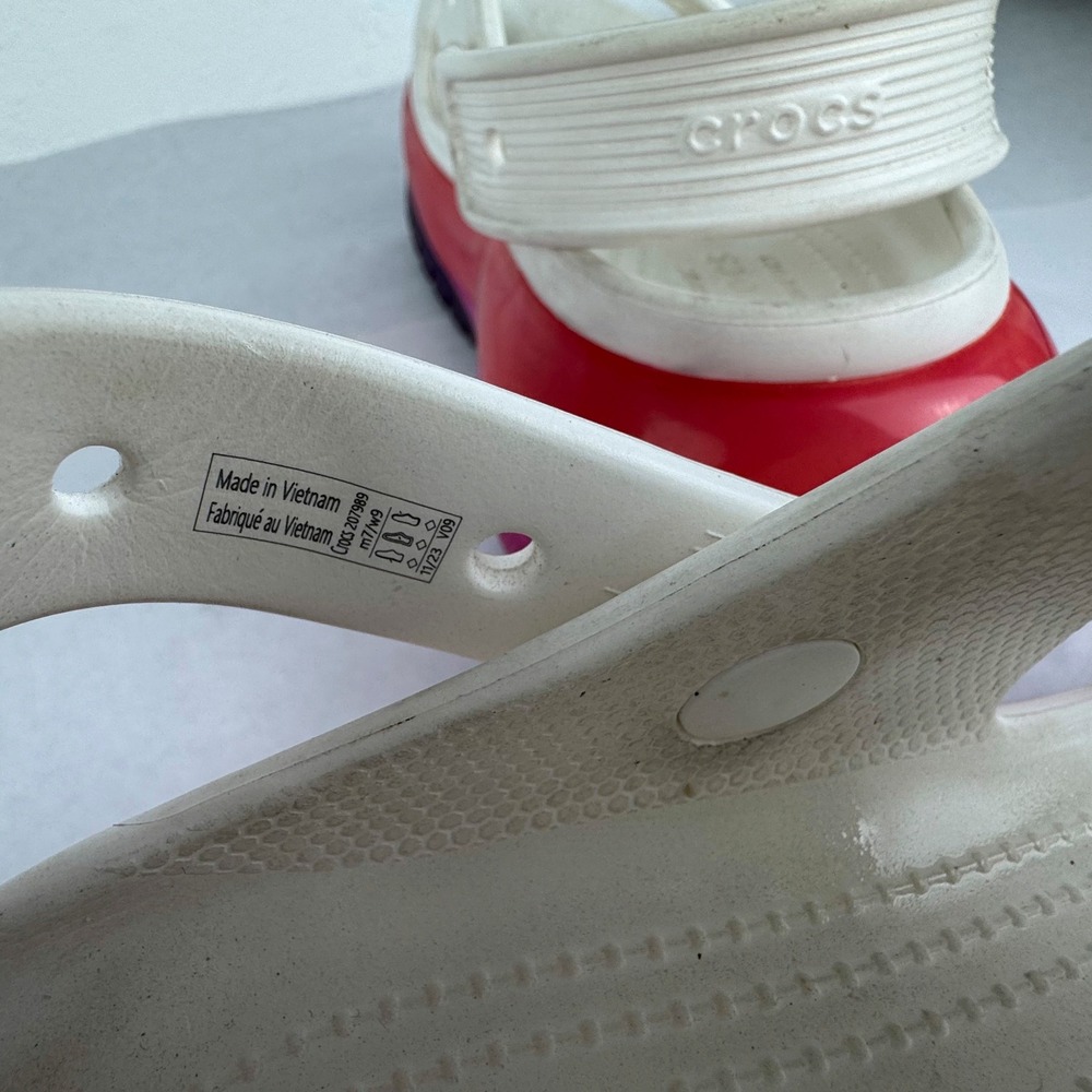 Crocs Mega Crush Sandal White Pink Purple Platform 207989 Womens Size 9 - Picture 5 of 6